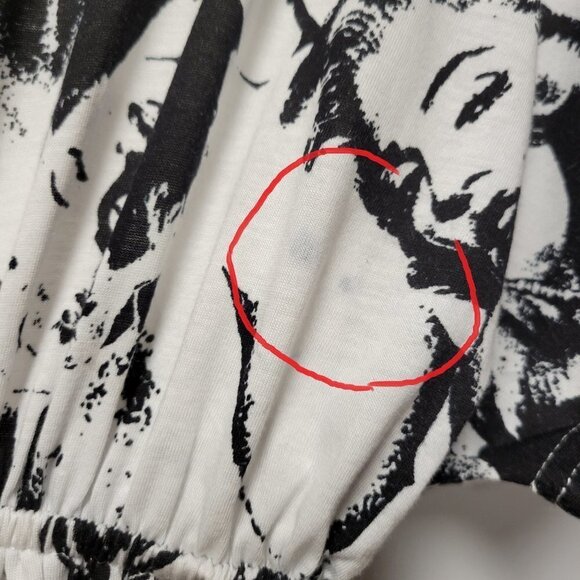 Marilyn Monroe Print Black White V Neck Short Sleeve Long Maxi Dress  Size S/M - Picture 9 of 14